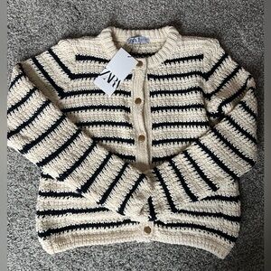 Zara Striped Knit Cardigan NWT